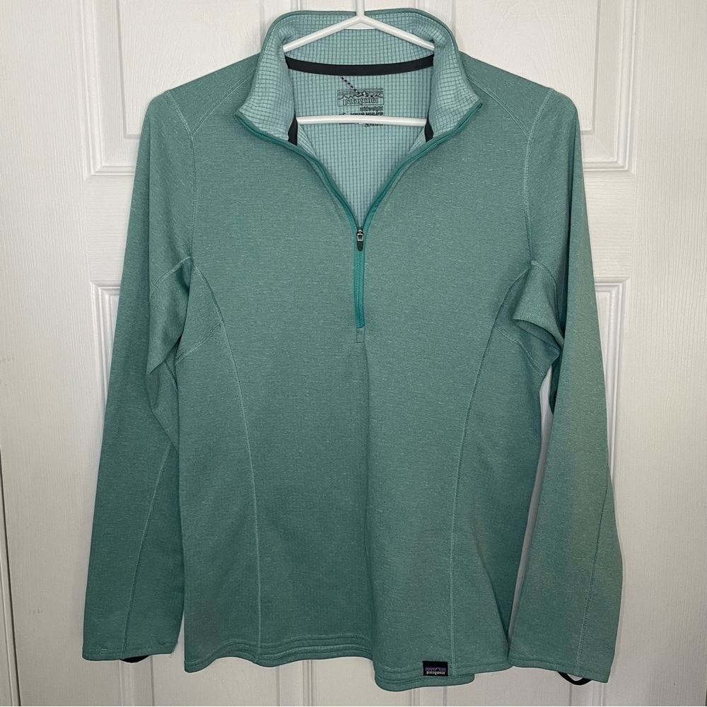PATAGONIA Midweight Capilene Baselayer Turquoise Blue 1/4 Zip Pullover Small